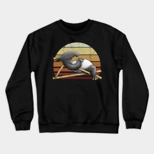 Retro 80s  Sunset Relaxing Malayan Tapir Drawing Crewneck Sweatshirt